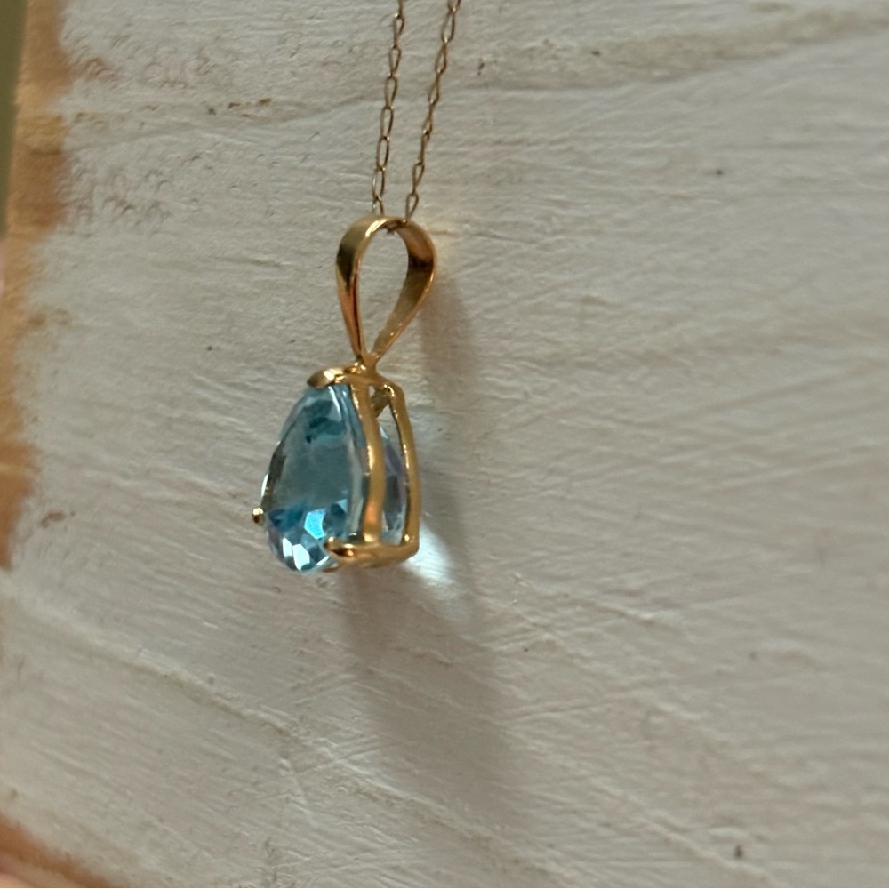 14K Blue Topaz Necklace - Picture 3 of 8